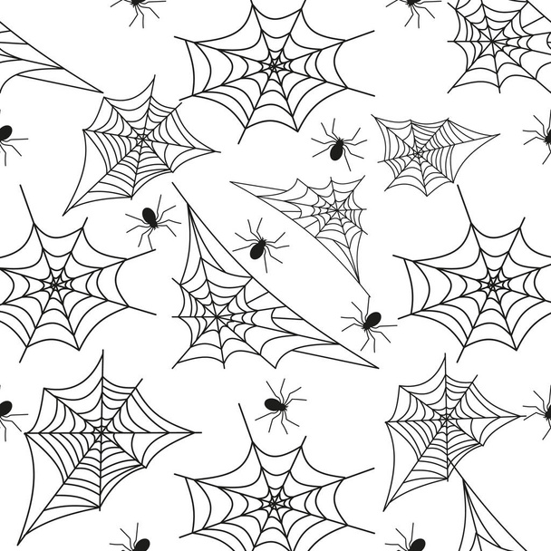Cobweb seamless pattern background spider web halloween black vector - Wektor, obraz