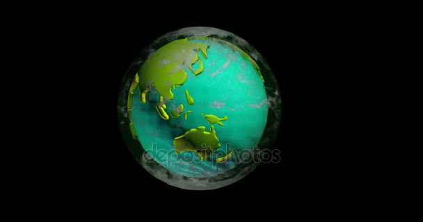 Pyörivä malli maanosien maapallon, alfa-kanava
 - Materiaali, video