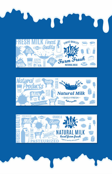 Vector milk products horizontal banners - Vector, Image
