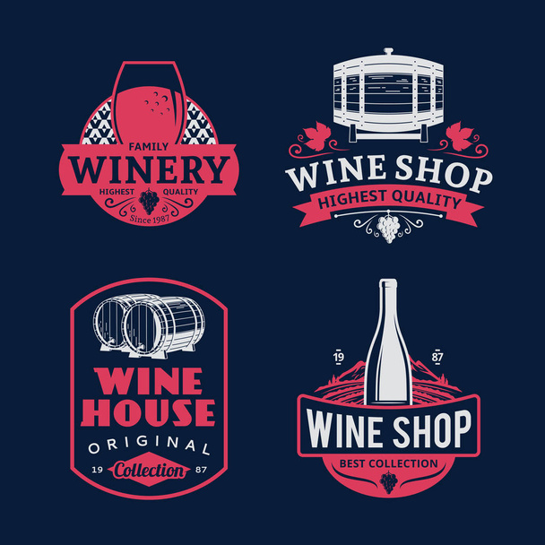 Vector vintage wine logo, icons and design elements - Vector, Image
