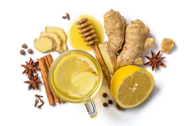 Ginger tea and ingredients - Foto, imagen