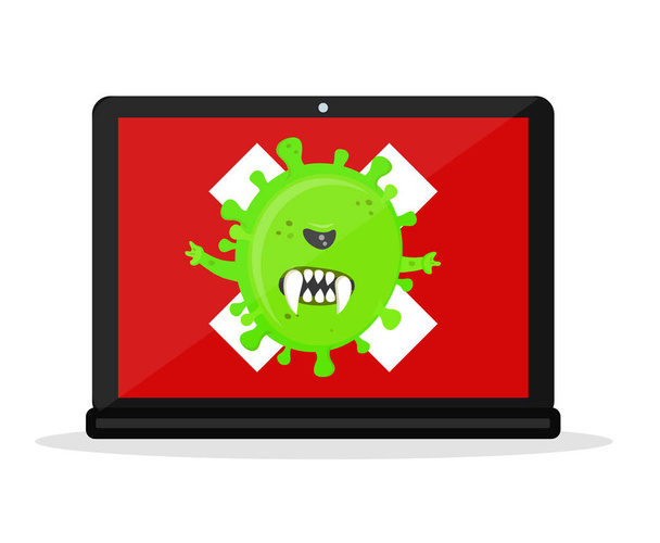 Angry virus in the laptop computer. Vector  - Vector, Image
