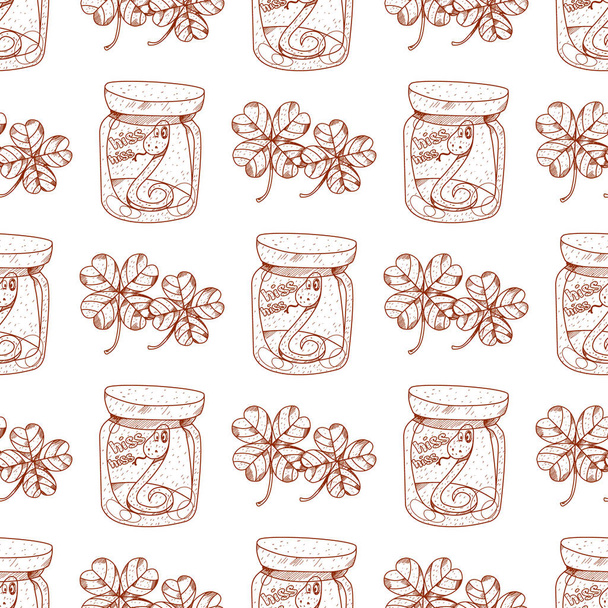 Seamless pattern with  snakes in a glass jars - Vector, imagen