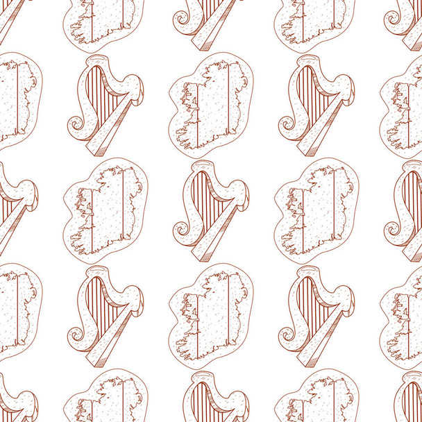 Seamless pattern with harps - Vetor, Imagem