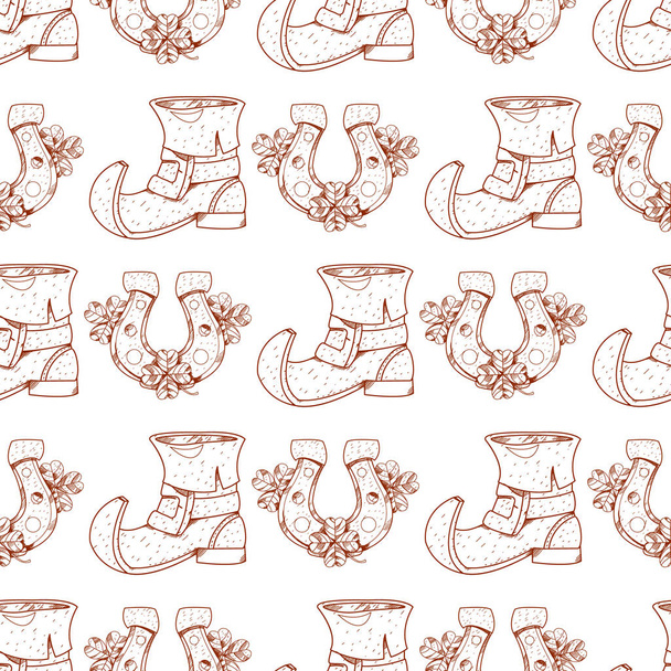 pattern with shoes leprechaun. - Vektor, Bild