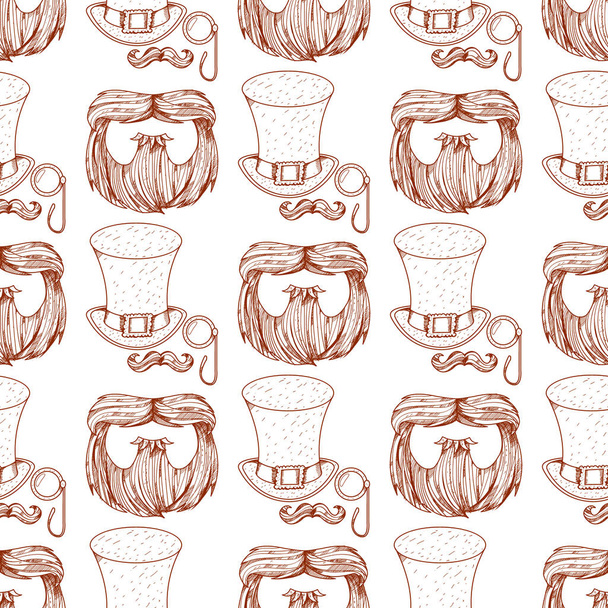 pattern with a mask beard and mustache. - Vector, afbeelding
