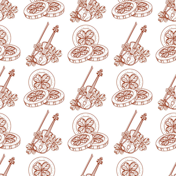 Seamless pattern with violins  - Vetor, Imagem