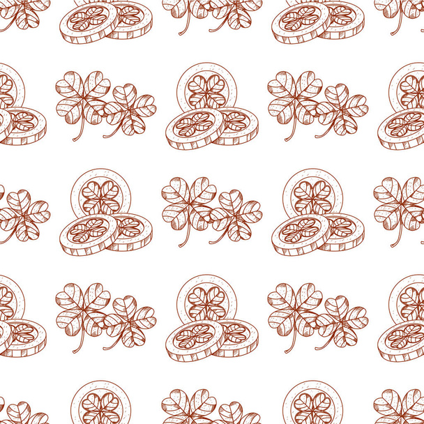 pattern with clover and coins. - Vector, Image