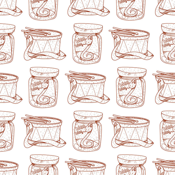 Seamless pattern with  drums  - Vector, imagen