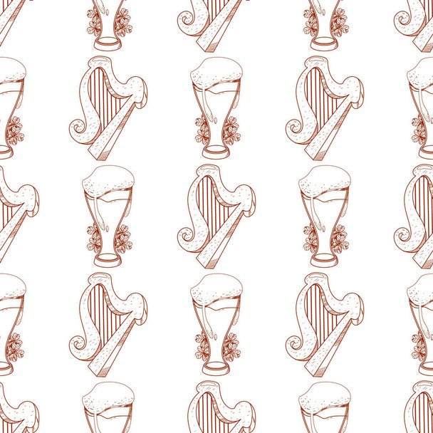 Seamless pattern with  harps - Vetor, Imagem