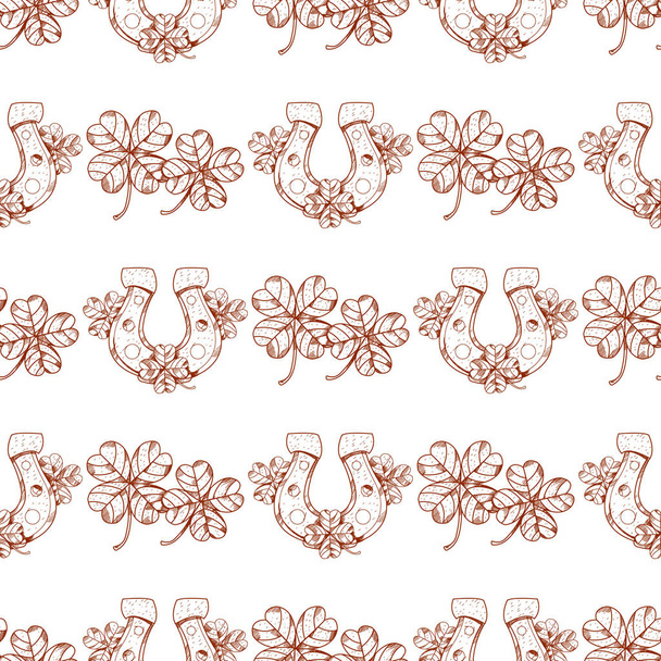pattern with clover and horseshoe. - Vector, Image