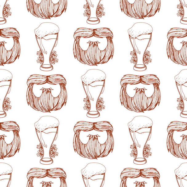  foamy beer and a beards. - Vector, Image