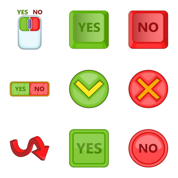 Choose answer icons set, cartoon style - Vetor, Imagem