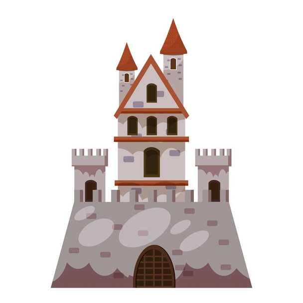 Fantasy hrad ikona, kreslený styl - Vektor, obrázek