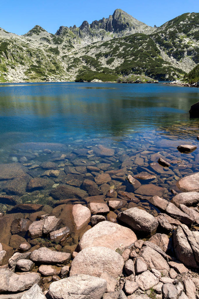 Amazing Landscape with Big Valyavishko Lake and Dzhangal peak, Pirin Mountain - Фото, изображение