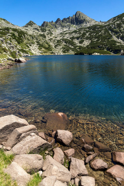 Amazing Landscape with Big Valyavishko Lake and Dzhangal peak, Pirin Mountain - Фото, изображение