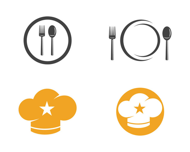 Spoon and fork logo template - Vector, Image