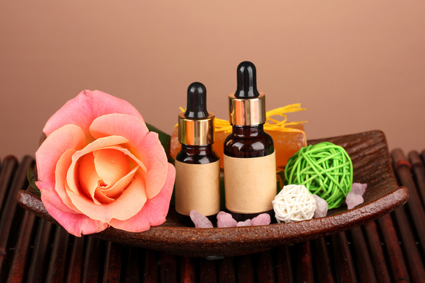 spa setting on brown background - Foto, imagen