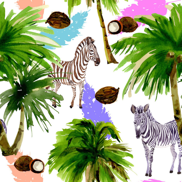 Tropical Hawaii laisse le modèle de palmier dans un style aquarelle
. - Photo, image