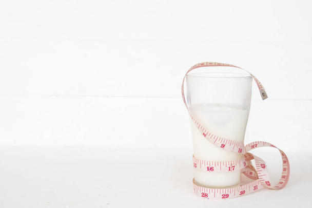 fresh milk healthy drinks for loss weight  on background white - 写真・画像