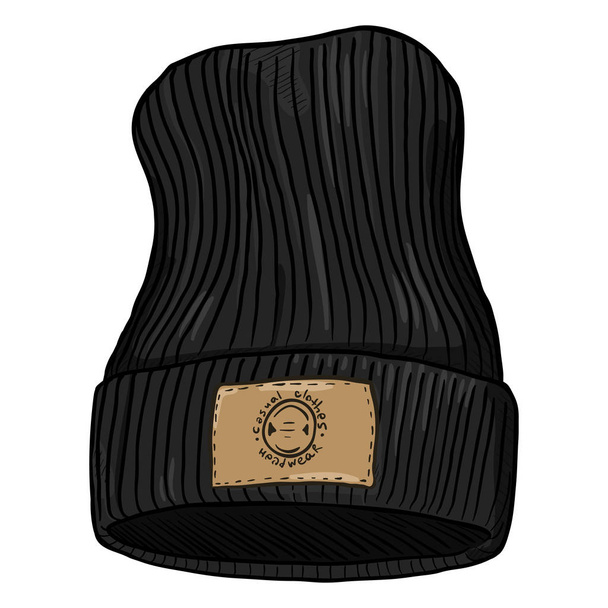 Casual knitted hat with pompom - Vector, Image