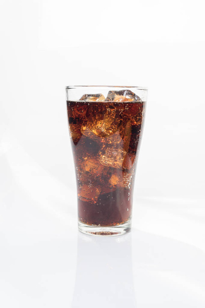 Full glass of cola, isolated on white background - Photo, Image