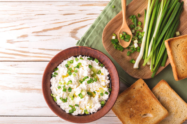 Goat cream cheese with green onions, dip sauce - Photo, image