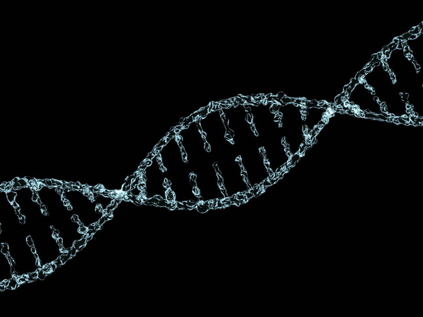 Научный фон с молекулами ДНК из воды на черном. 3D re
 - Фото, изображение
