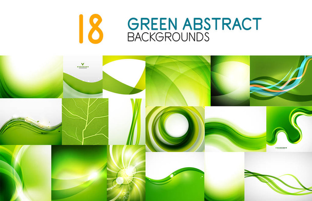 Vector mega coleção de ondas verdes brilhantes, redemoinhos, formas fluidas fundos abstratos e banners
 - Vetor, Imagem