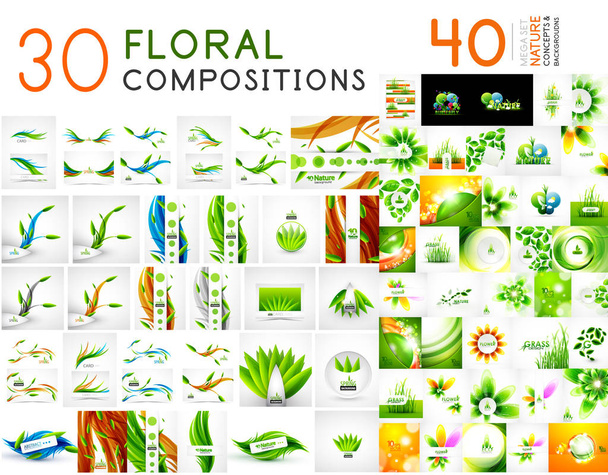 Mega collection of nature backgrounds and elements - Vector, Image