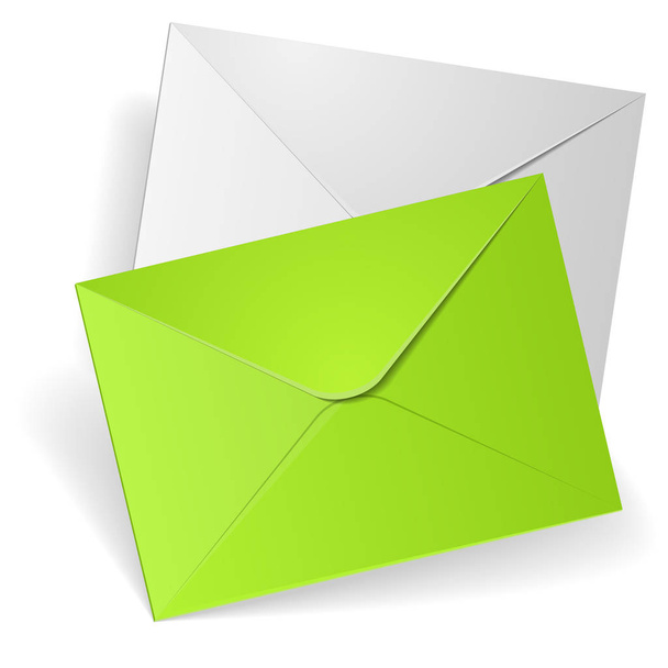 green and white mail envelopes  - Vetor, Imagem
