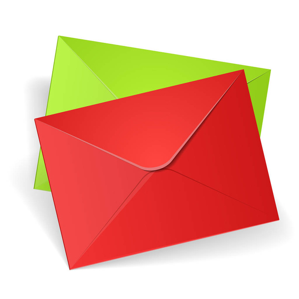green and red mail envelopes  - Vetor, Imagem