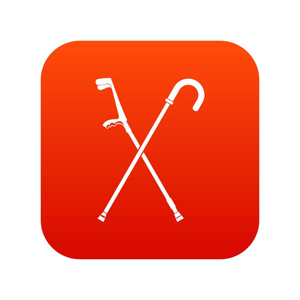 Walking cane icon digital red - Вектор,изображение