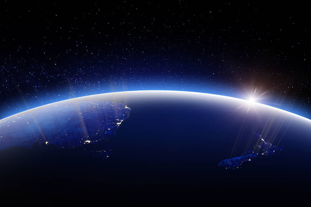 Παγκόσμια σφαίρα τη νύχτα. Στοιχεία αυτής της εικόνας επιπλωμένα από τη Nasa 3d rendering - Φωτογραφία, εικόνα