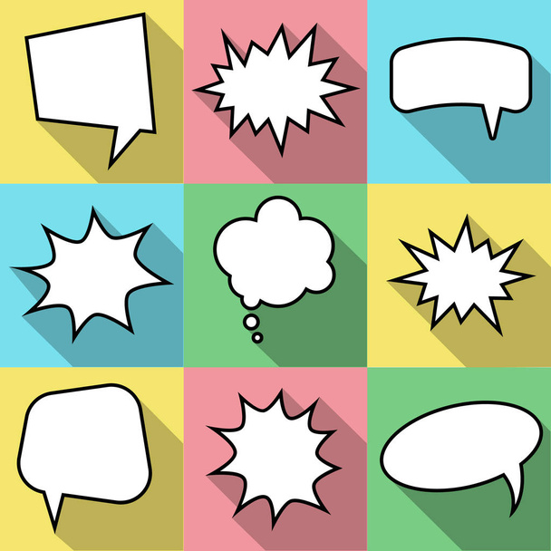 Набір з дев'яти мультиплікаційних коміксів бульбашок мовлення у плоскому стилі
 - Вектор, зображення