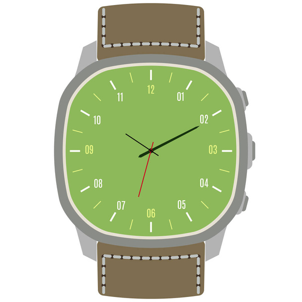 Reloj de pulsera mecánico de diseño clásico aislado sobre fondo blanco
 - Vector, Imagen