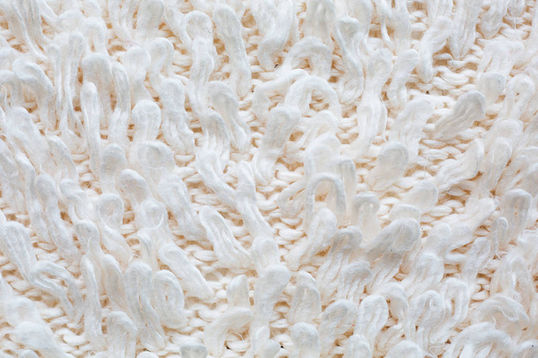 Detailed warm yarn. Knit cashmere, beige wool. Natural woolen fa - Photo, Image