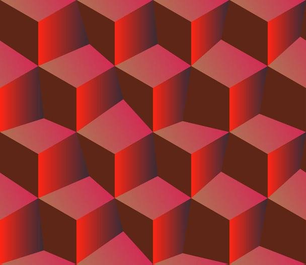 3d cubos de patrón rojo. Fondo rojo
. - Vector, imagen