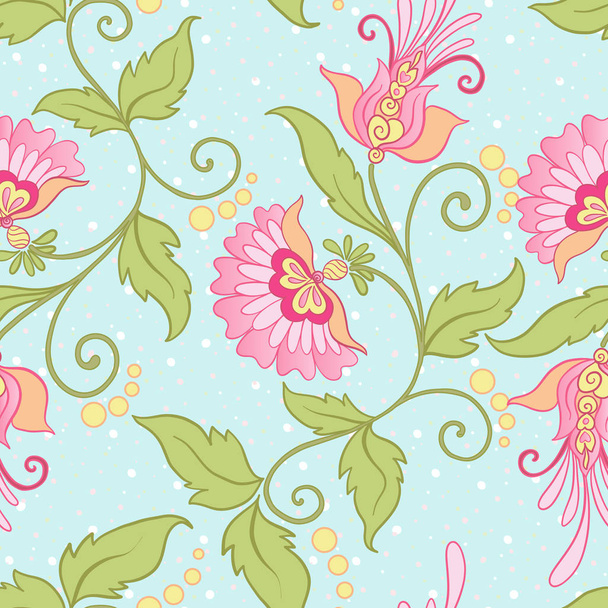 Floral seamless pattern, background with vintage style flowers - Vector, afbeelding