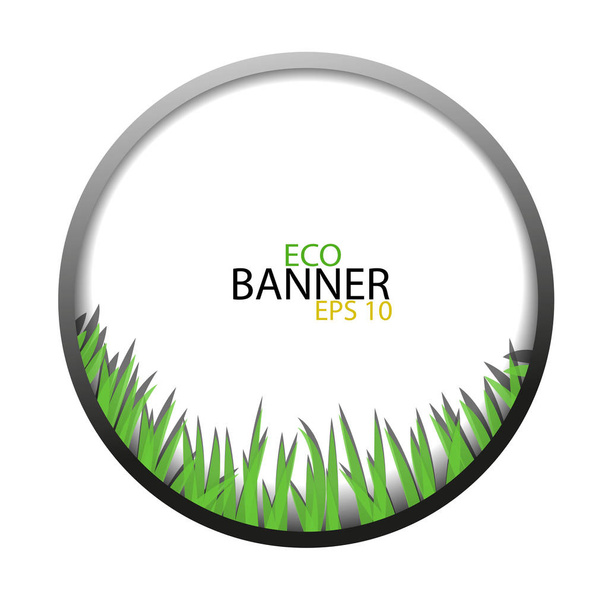 Banner Eco com vetor de grama verde redondo
 - Vetor, Imagem