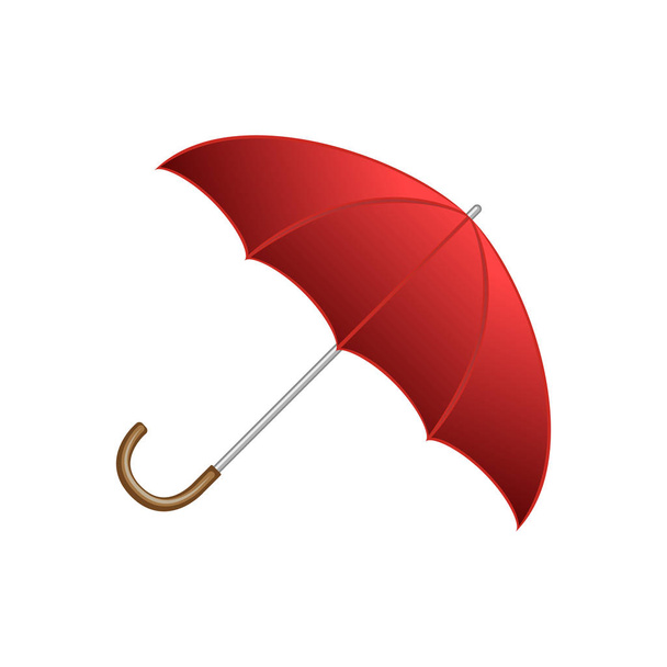 Red shiny open umbrella, typical autumn accessory - Wektor, obraz