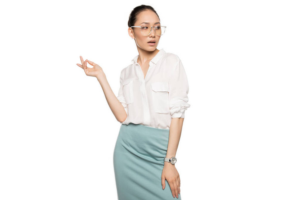 gorgeous asian woman in eyeglasses - Zdjęcie, obraz
