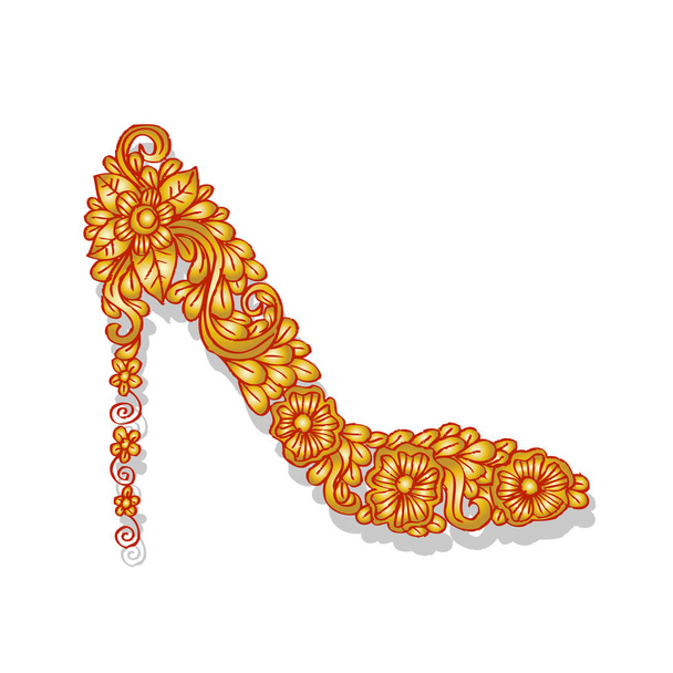 Shoes on a high heel decorated with floral. - Photo, Image