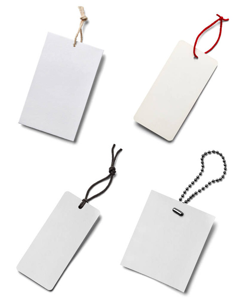 collection of  various price label notes on white background. each one is shot separately - Photo, Image