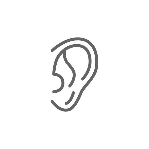 Icono de línea de oído simple. Diseño de ilustración de vectores de símbolos y signos. Trazo Editable. Aislado sobre fondo blanco
 - Vector, imagen