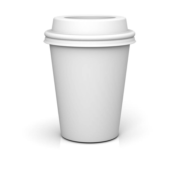 Üres kávéscsésze elszigetelt fehér háttér, árnyék és tükröződés. 3D render - Fotó, kép