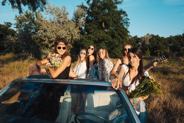 Šest dívek se baví na venkově - Fotografie, Obrázek