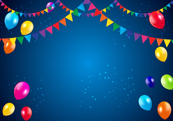 Happy Birthday Party φόντο με σημαίες και μπαλόνια εικονογράφηση διάνυσμα - Διάνυσμα, εικόνα