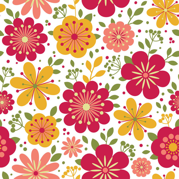 Seamless pattern with flowers. Colorful floral background. Vector illustration. - Vektör, Görsel