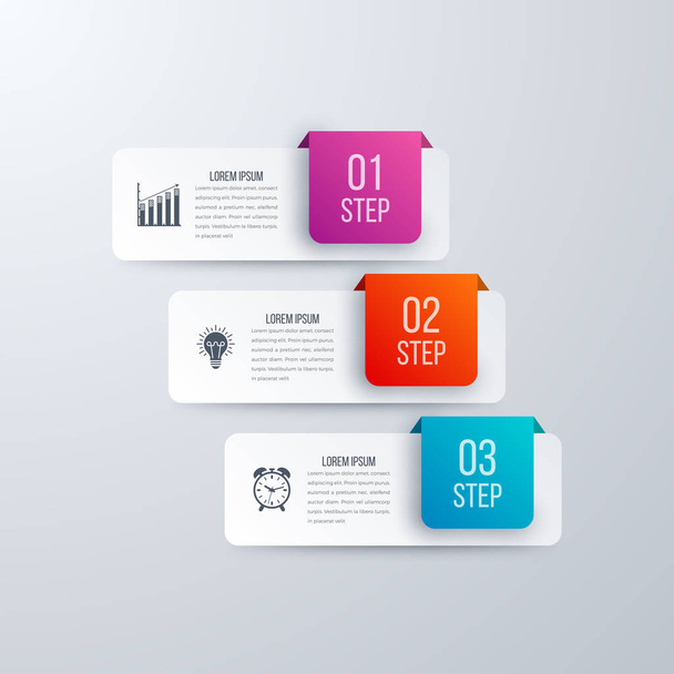 Infographics template 3 options with square - Διάνυσμα, εικόνα